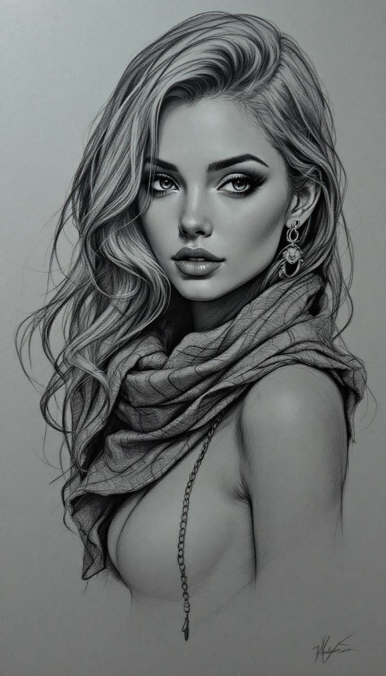 AI generated: FLUX prompt: girl, pen drawing, sketch (FLUX - FLUX)