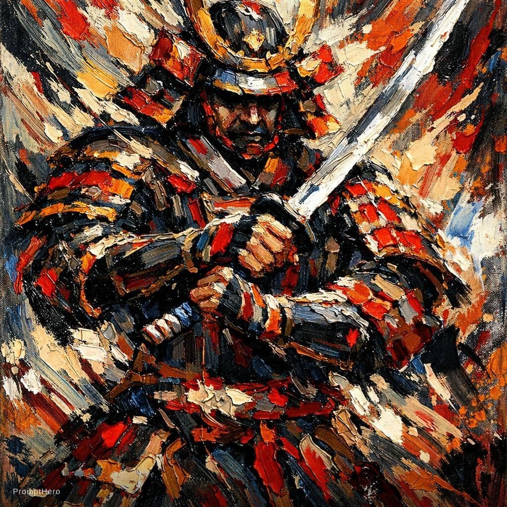 AI generated: Hero prompt: samurai, palette knife technique, heavy impasto --... (Hero - Hero)