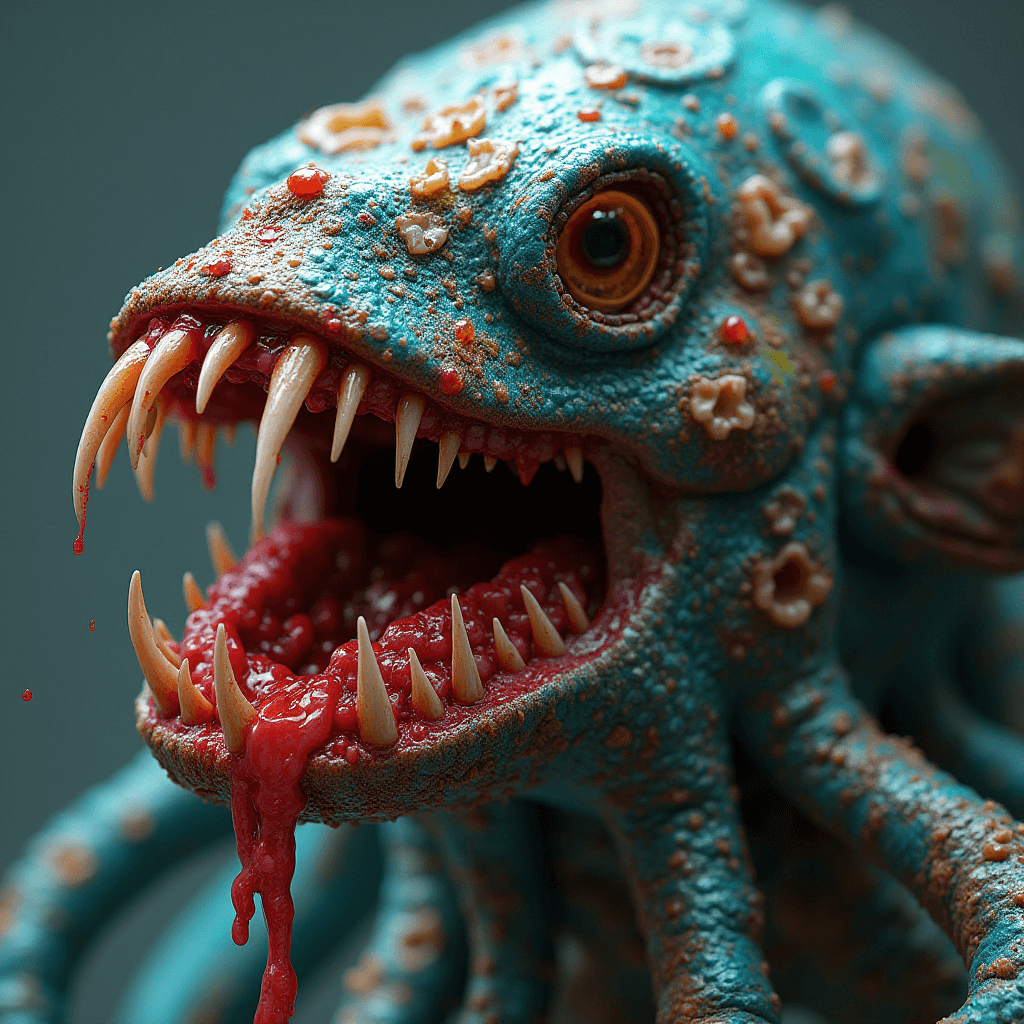 AI generated: FLUX prompt: teeth, brains, sploodge, goober, inverted neon rai... (FLUX - 3d Renders)