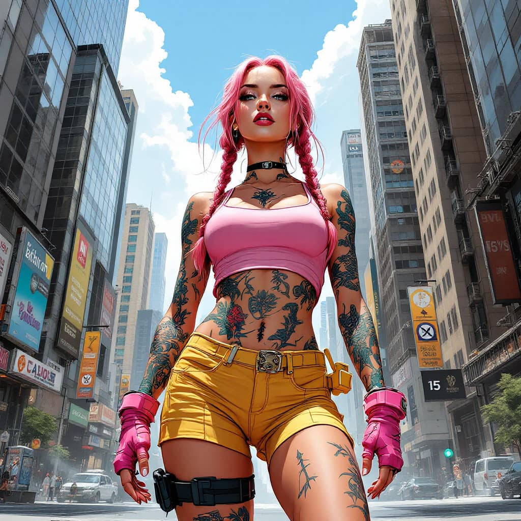 صورة مولدة بالذكاء الاصطناعي: FLUX prompt: Realistic comic book illustration of young beauty ... (نموذج FLUX - FLUX)