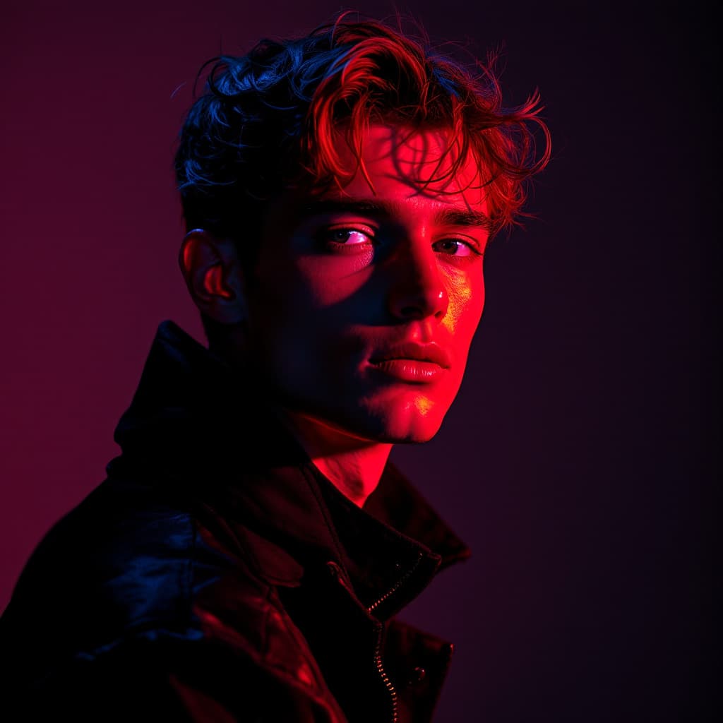 صورة مولدة بالذكاء الاصطناعي: FLUX prompt: fashion editorial, a portrait of young man is stud... (نموذج FLUX - FLUX)