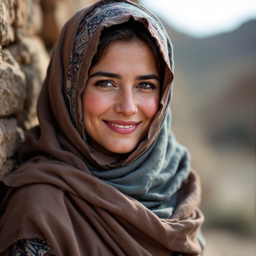 AI generated: FLUX prompt: an afghan women in hijab with smile (FLUX - FLUX)
