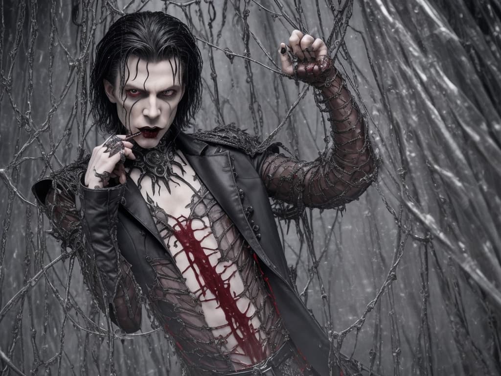 Midjourney prompt: davis bowie as a male vampire, surreal masterpiece... - Midjourney