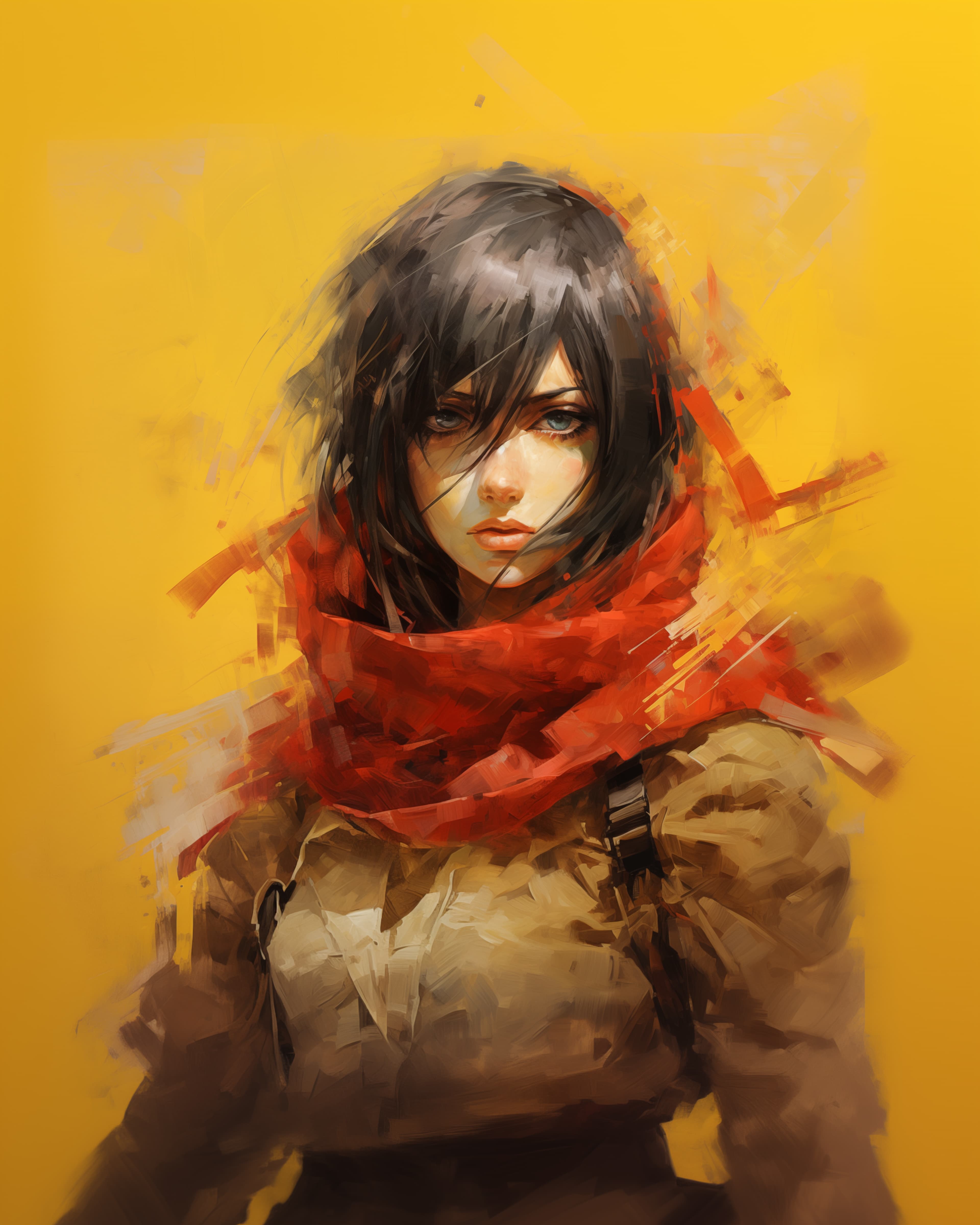 Midjourney prompt: mikasa ackerman in the style of vincent van gogh, ... - Midjourney