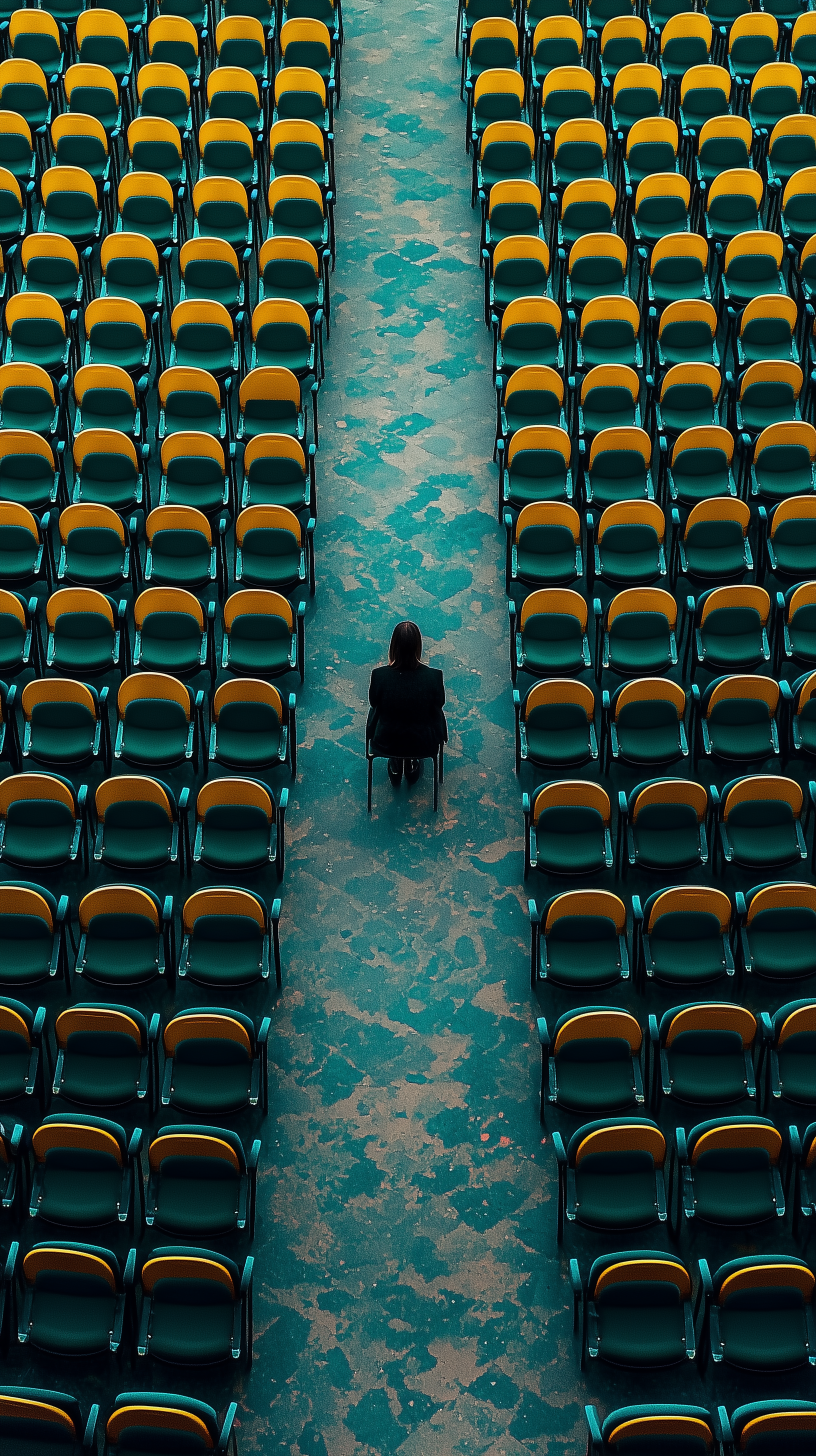 Midjourney prompt: photography, long range shot, empty concert hall, ... - Midjourney