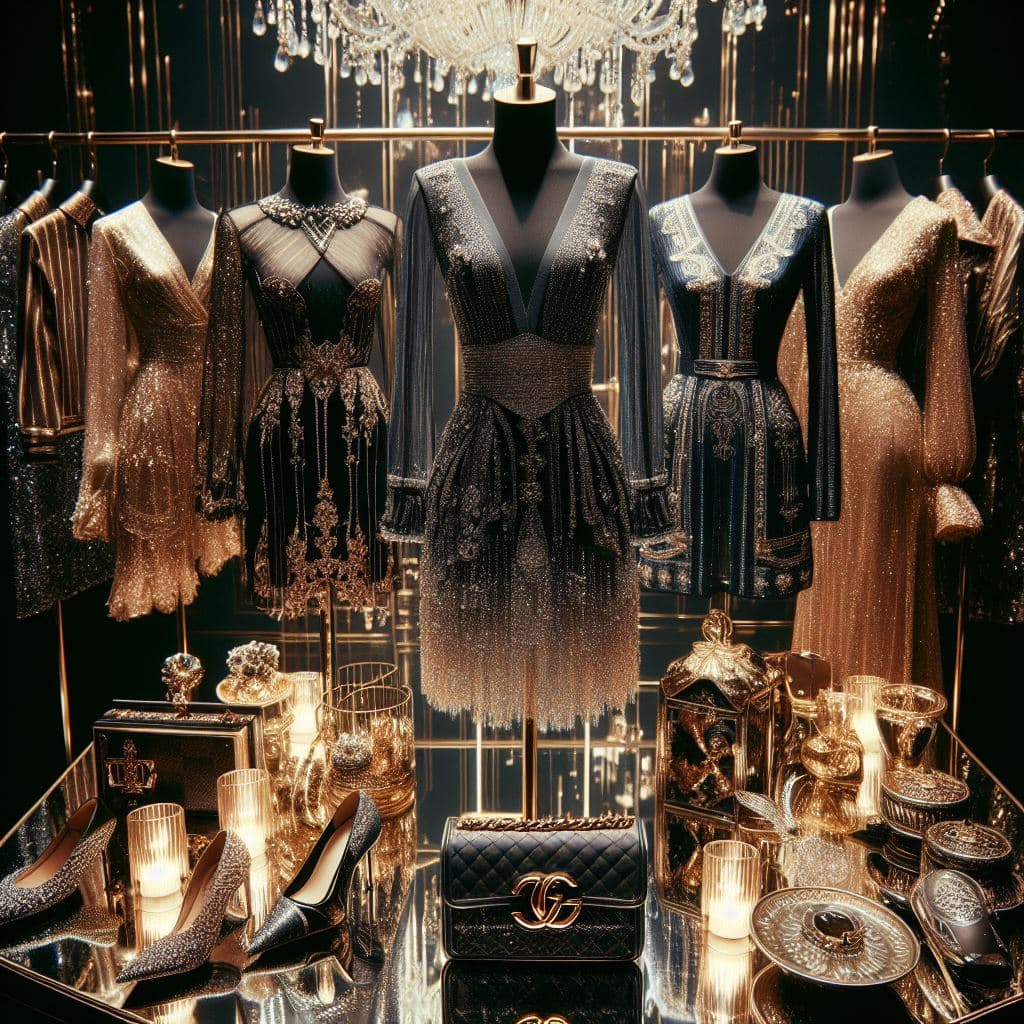DALL·E prompt: A night party elegant luxury dress design by Balen... - DALL·E