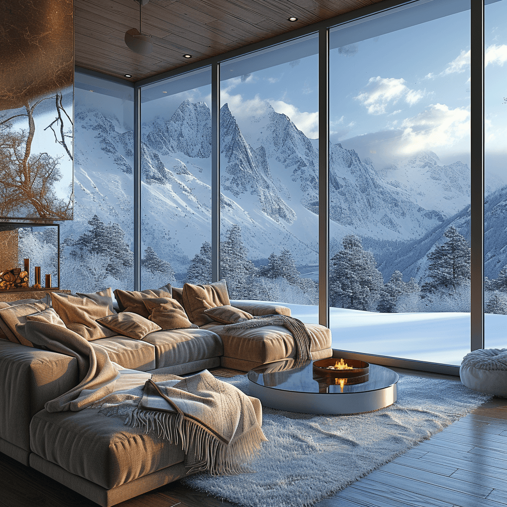 Midjourney prompt: Winter Atmosphere Snowfall on the Mountains ~ Luxu... - Midjourney