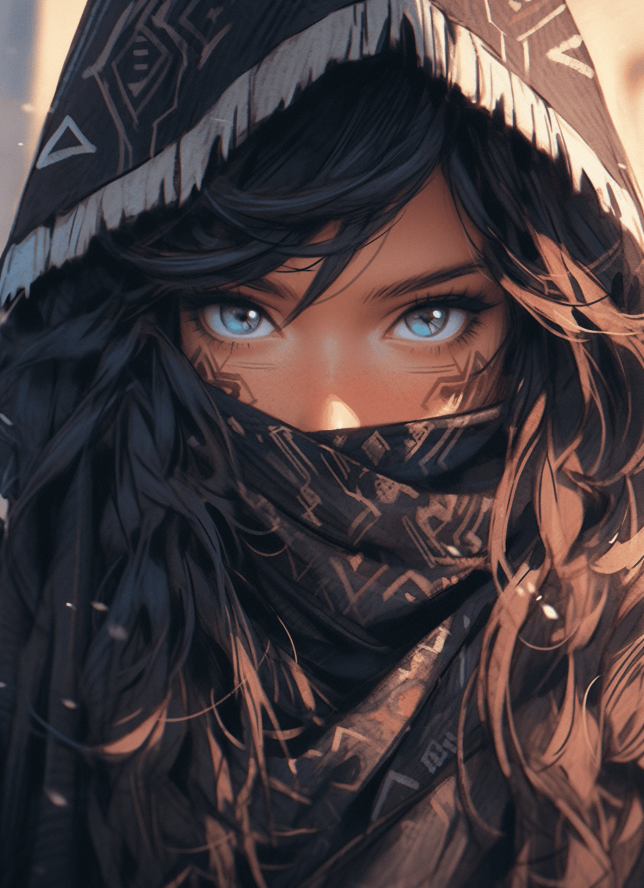 Midjourney prompt: the image is of an adult woman with dark hair and ... - Midjourney