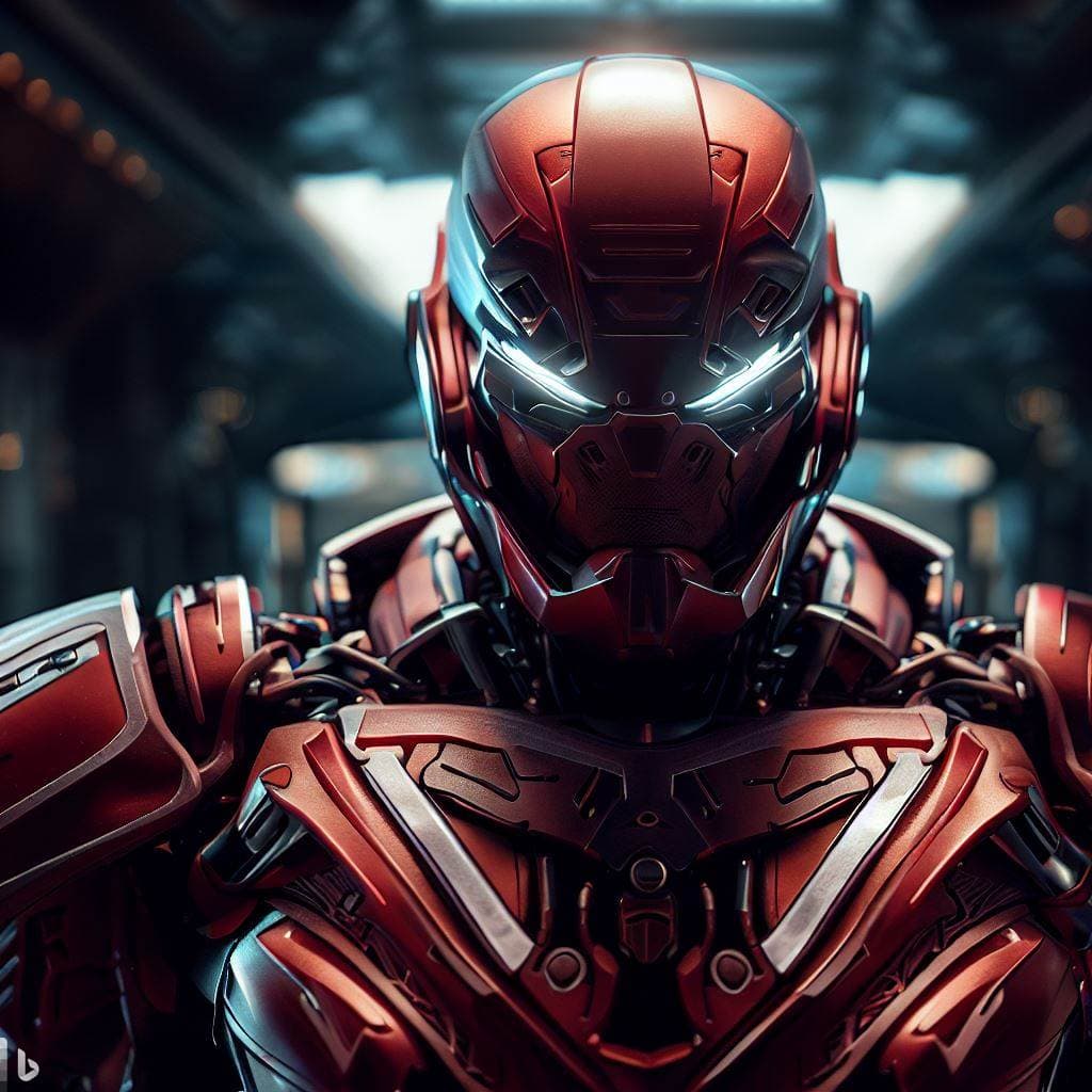 Stable Diffusion prompt: ultra-wide photo red sci-fi armor with cyber helme... - Stable Diffusion