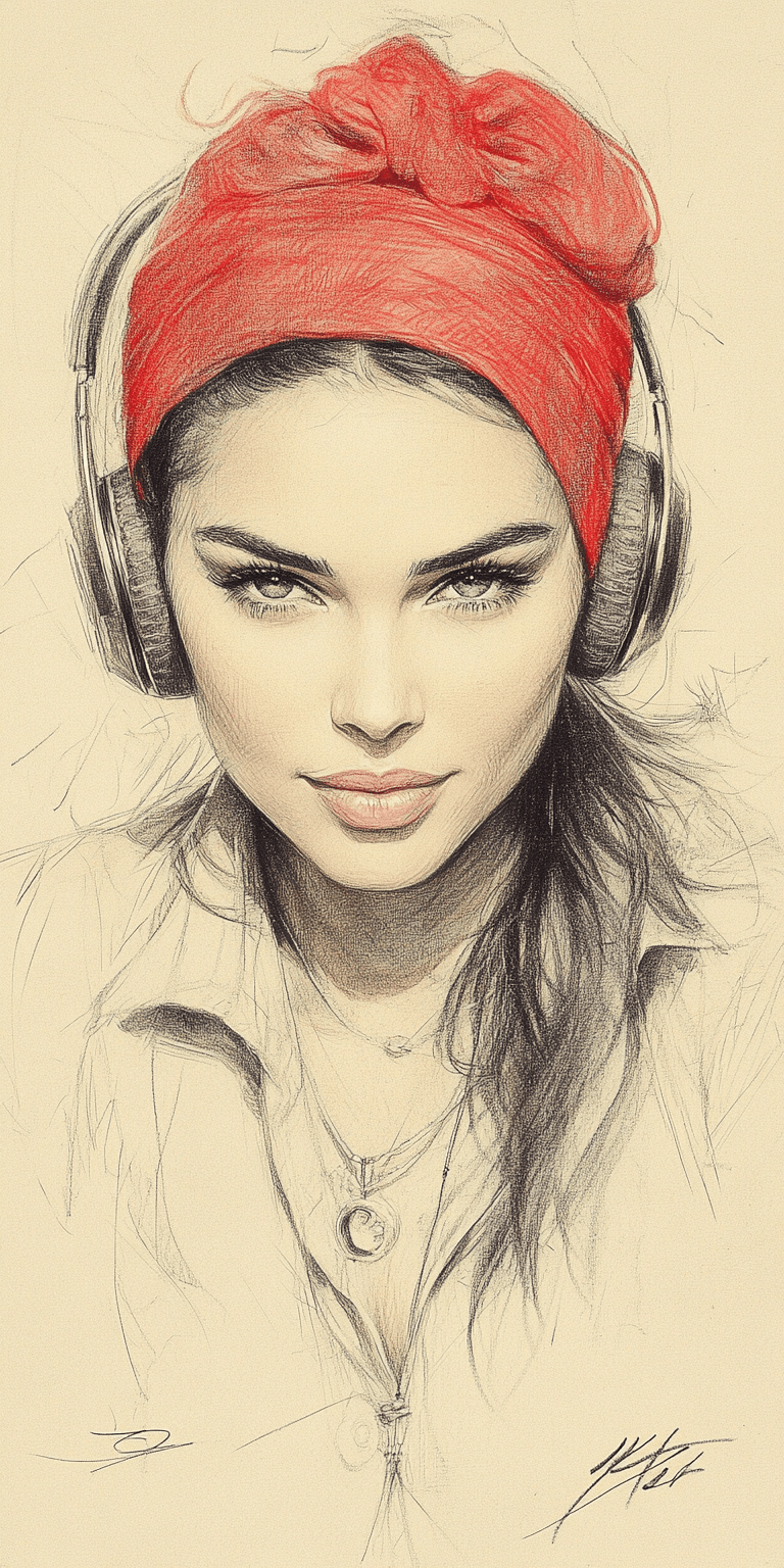 Midjourney prompt: An expressionist charcoal sketch, a stunning woman... - Midjourney