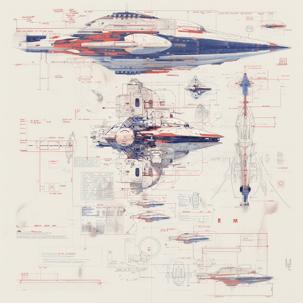Space ship blueprint&design map - Midjourney