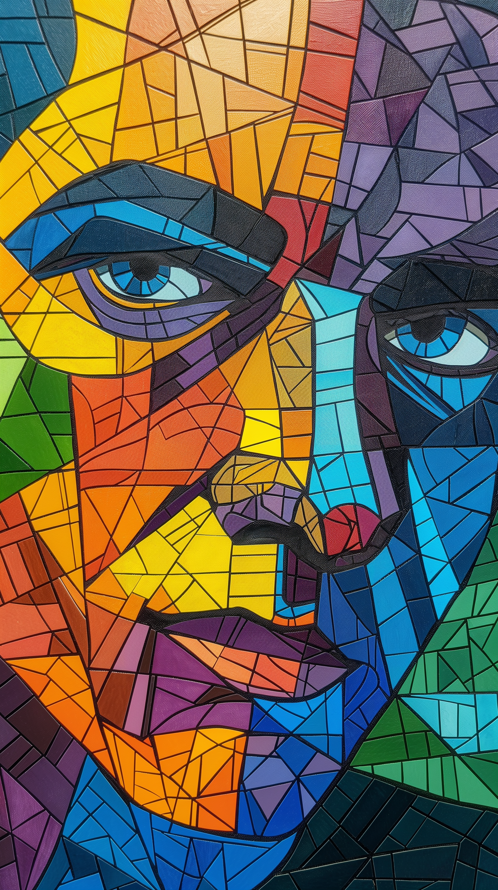 Midjourney prompt: illustration, art, man, face, gaze, mosaic, mondri... - Midjourney