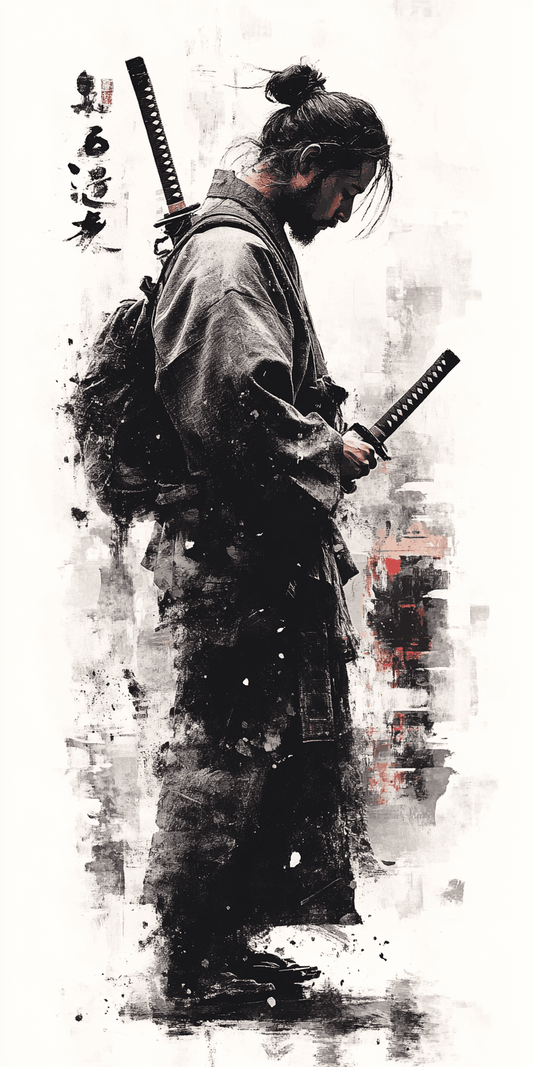 Midjourney prompt: Japanese black brush painting, in the style of kaz... - Midjourney