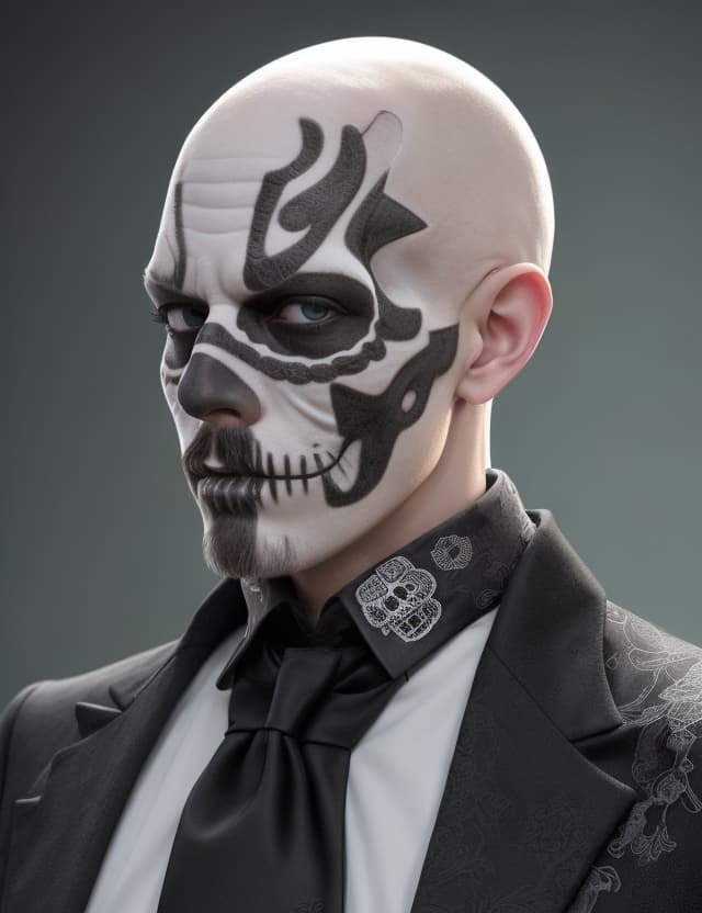 Stable Diffusion prompt: high detail, colorful, sugar skull man, white thin... - Stable Diffusion