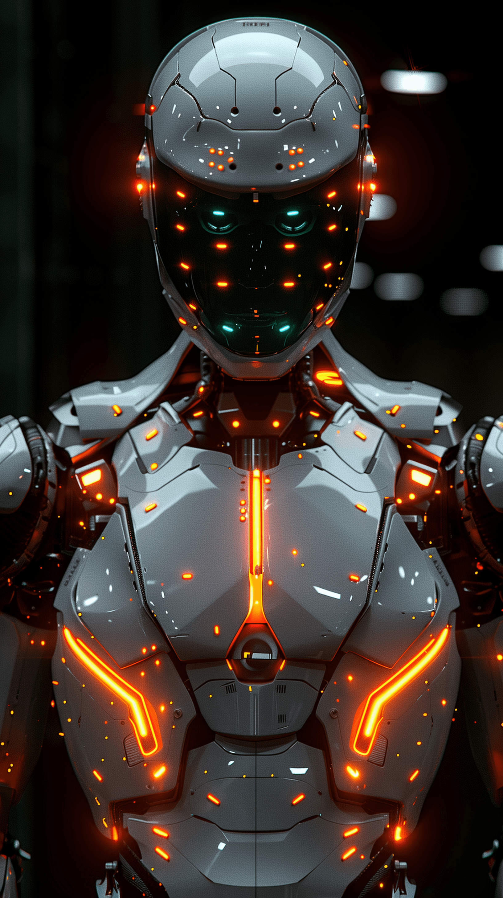 Midjourney prompt: 3d rendering, robot, front view, upper-body, neon ... - Midjourney