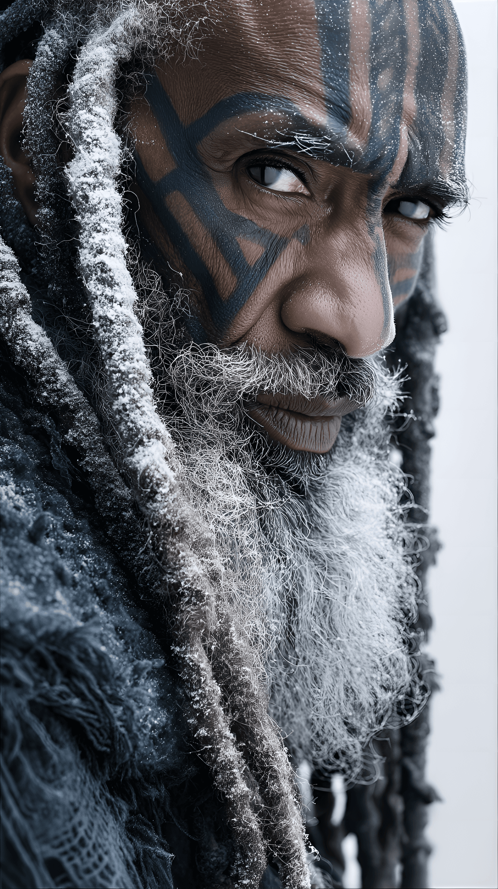 Midjourney prompt: Mature Black man, 50s-60s, with intricately patter... - Midjourney