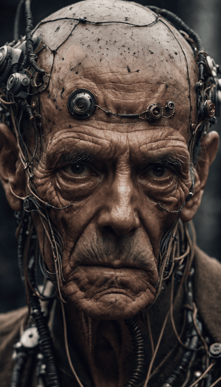 Stable Diffusion prompt: The image features a 100 years very old man with a... - Stable Diffusion