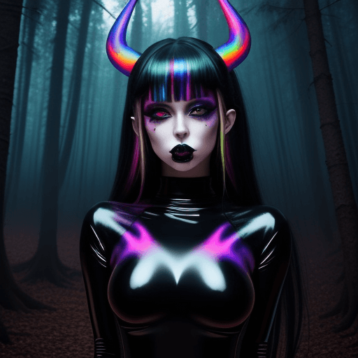 DreamShaper prompt: Gorgeous demon girl wearing black latex clothing, ... - DreamShaper
