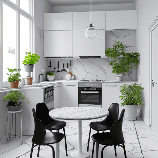 Kitchen for small Minimalist apartment - Stable Diffusion