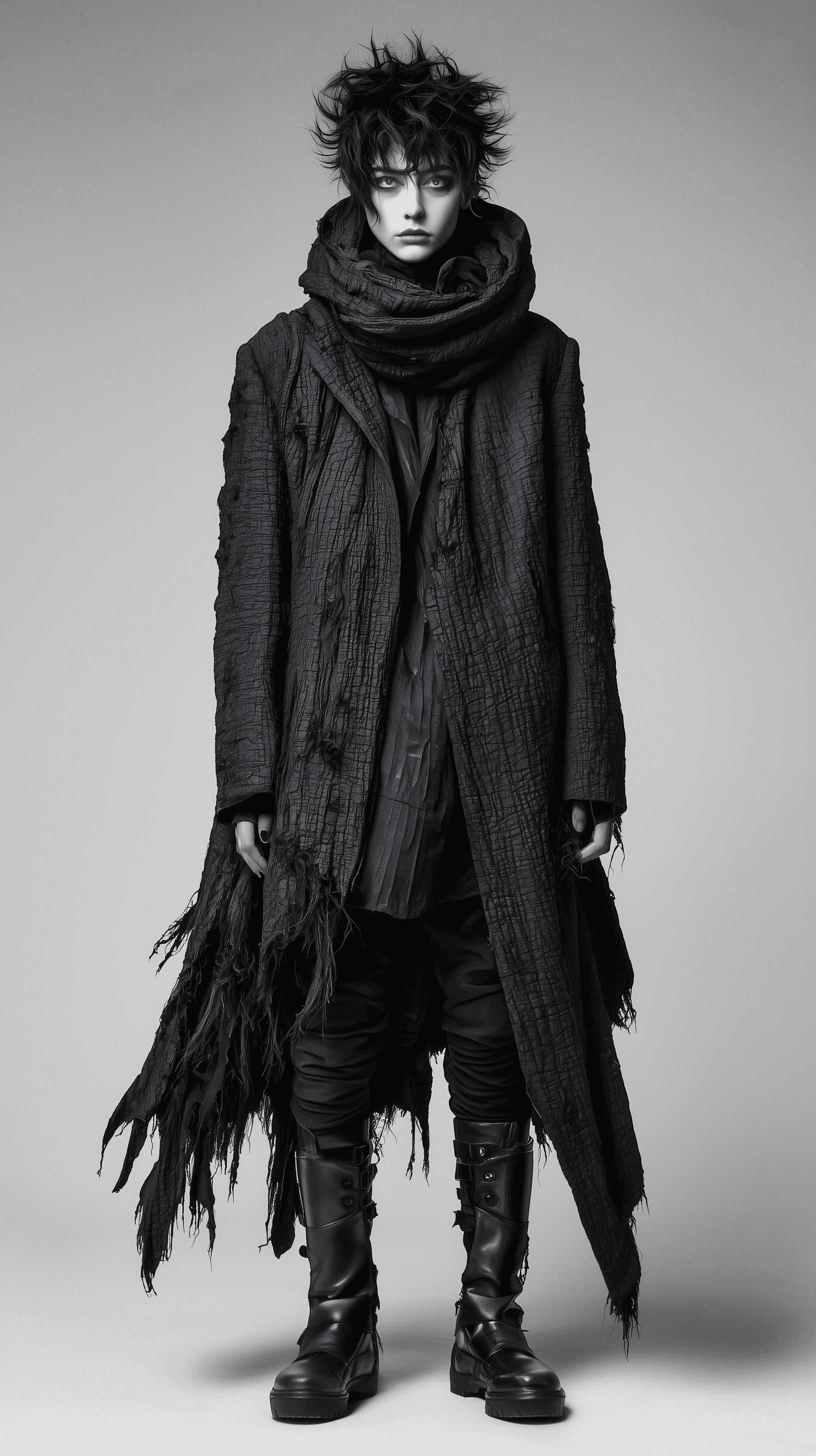 Midjourney prompt: fashion portrait, full body, front view, androgyno... - Midjourney
