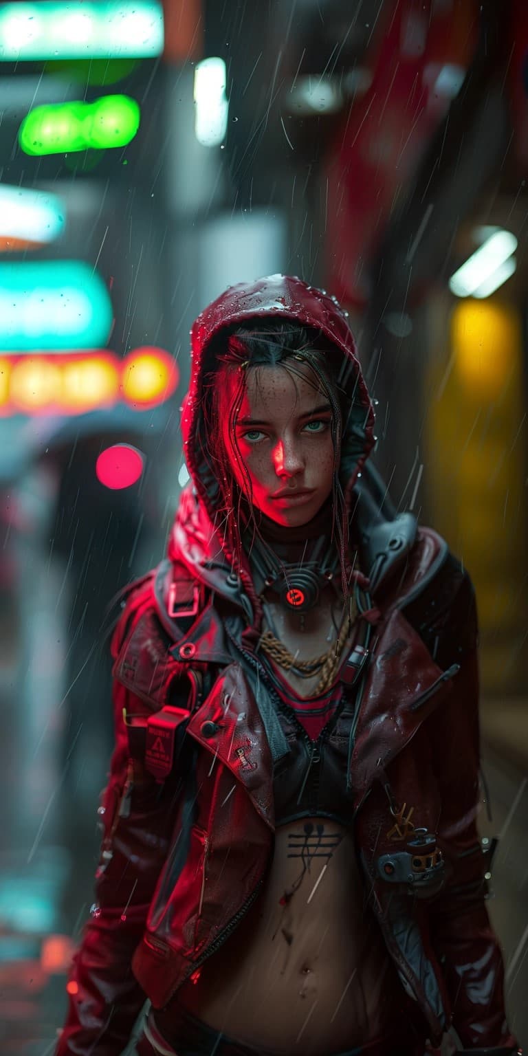 Midjourney prompt: shadowheart from Baldurs gate 3 as a cyberpunk edg... - Midjourney