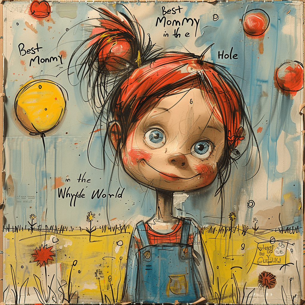 Midjourney prompt: child’s drawing that reads "Best Mommy in the Hole... - Midjourney
