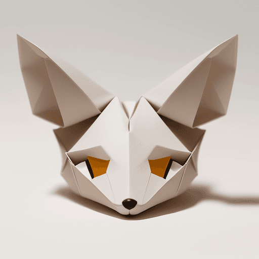 DreamShaper prompt: A photo of a flat fennec fox head origami logo, pr... - DreamShaper