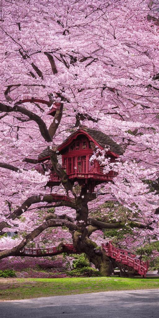 Stable Diffusion prompt: THE CHERRY BLOSSOM TREE HOUSE :: beautiful ornate ... - Stable Diffusion