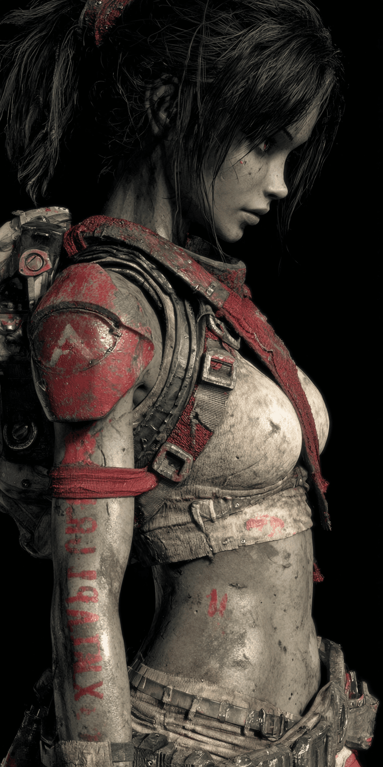 Midjourney prompt: female alien, side view, entire body, realism, gri... - Midjourney