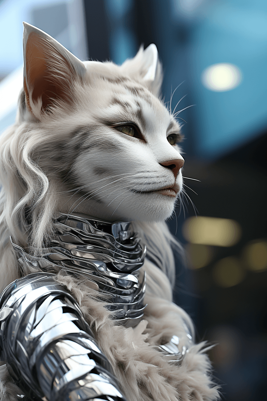 Midjourney prompt: human skin, looking like a cat, The creature, half... - Midjourney