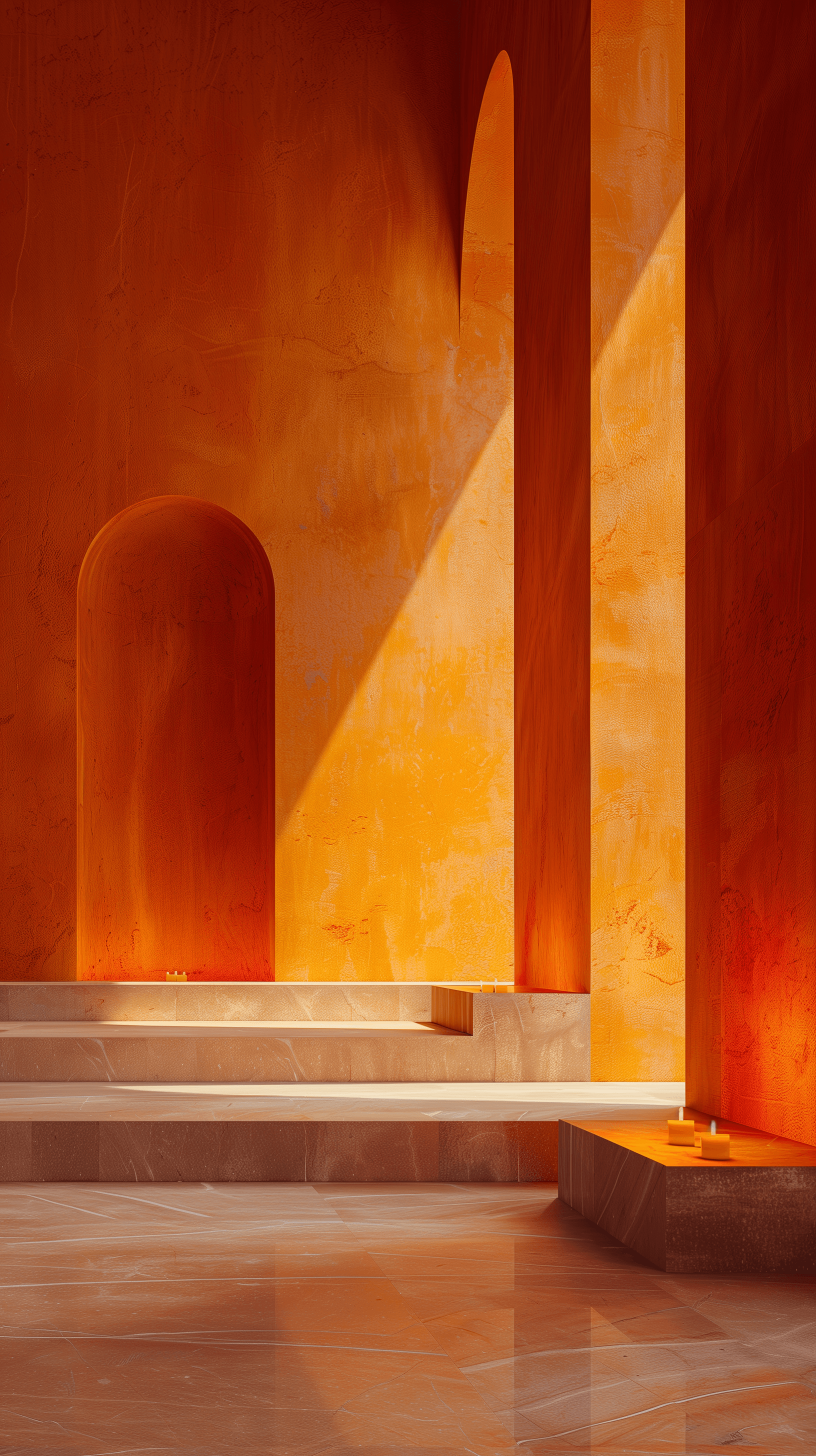 Midjourney prompt: photorealism image, monolithic interior room paint... - Midjourney