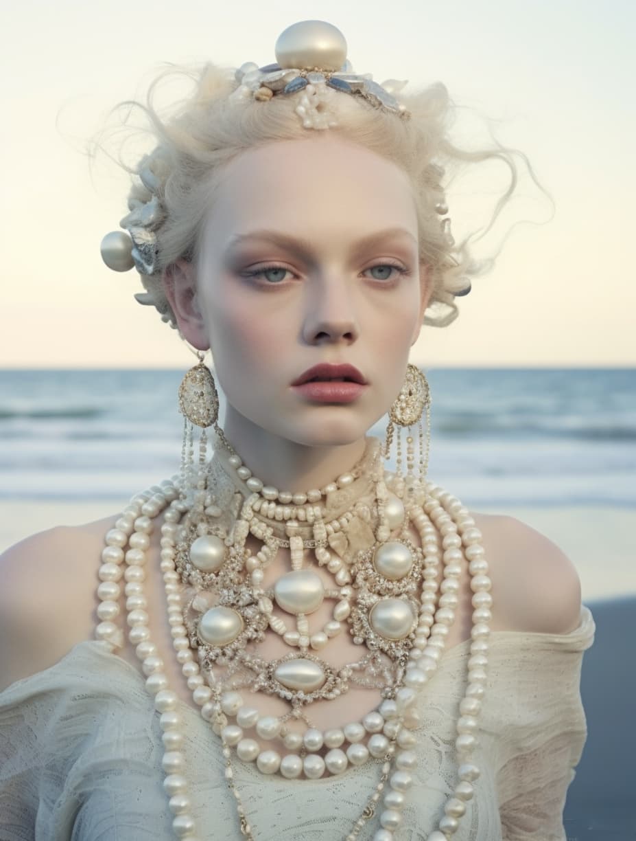 Midjourney prompt: a woman standing on top of a beach next to the oce... - Midjourney