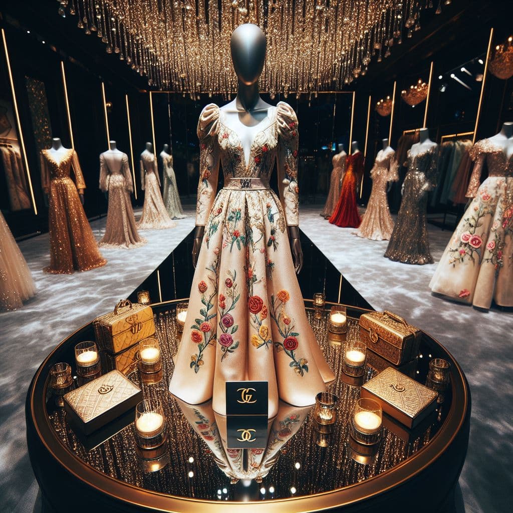 DALL·E prompt: A night party elegant luxury dress design by Balen... - DALL·E