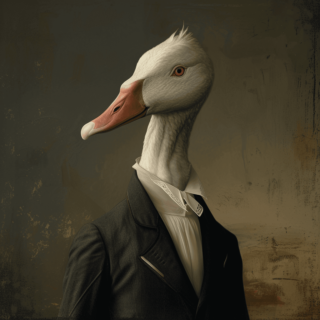 Midjourney prompt: Ms Swan, He look like a man - Midjourney