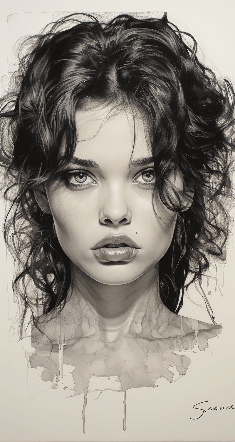 Midjourney prompt: pencil sketch in the style of beautiful women, clo... - Midjourney