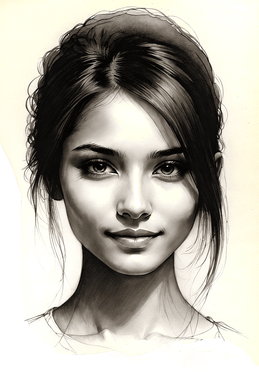 Stable Diffusion prompt: Create a detailed black and white sketch of a youn... - Stable Diffusion