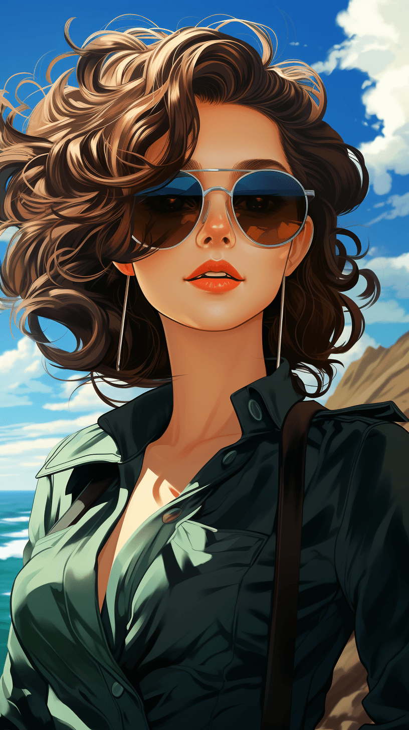 Midjourney prompt: a woman wearing sunglasses posing in front of the ... - Midjourney