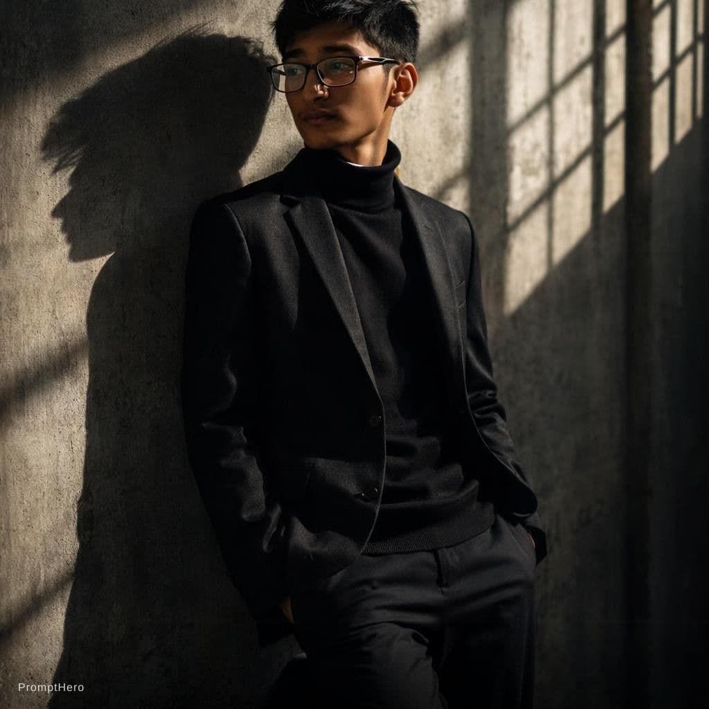 ChatGPT Image prompt: this as A man in a tailored black blazer and turt... - ChatGPT Image