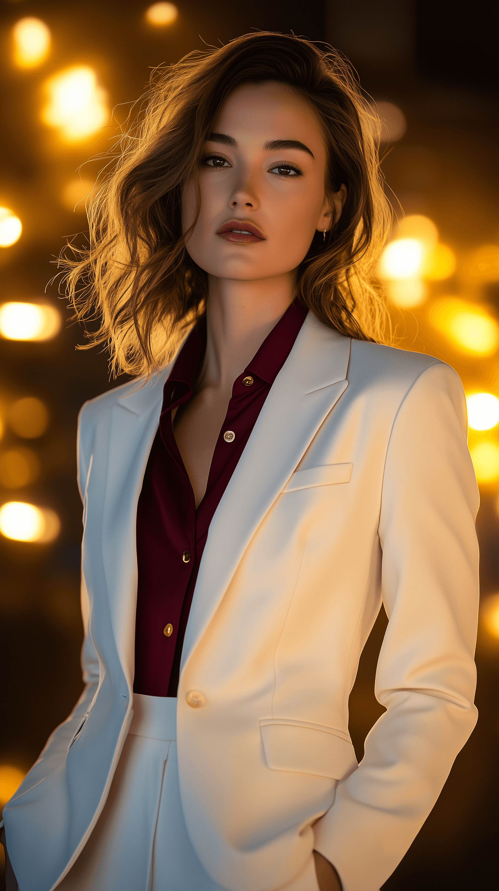 Midjourney prompt: photograph, woman, wearing a modern business white... - Midjourney