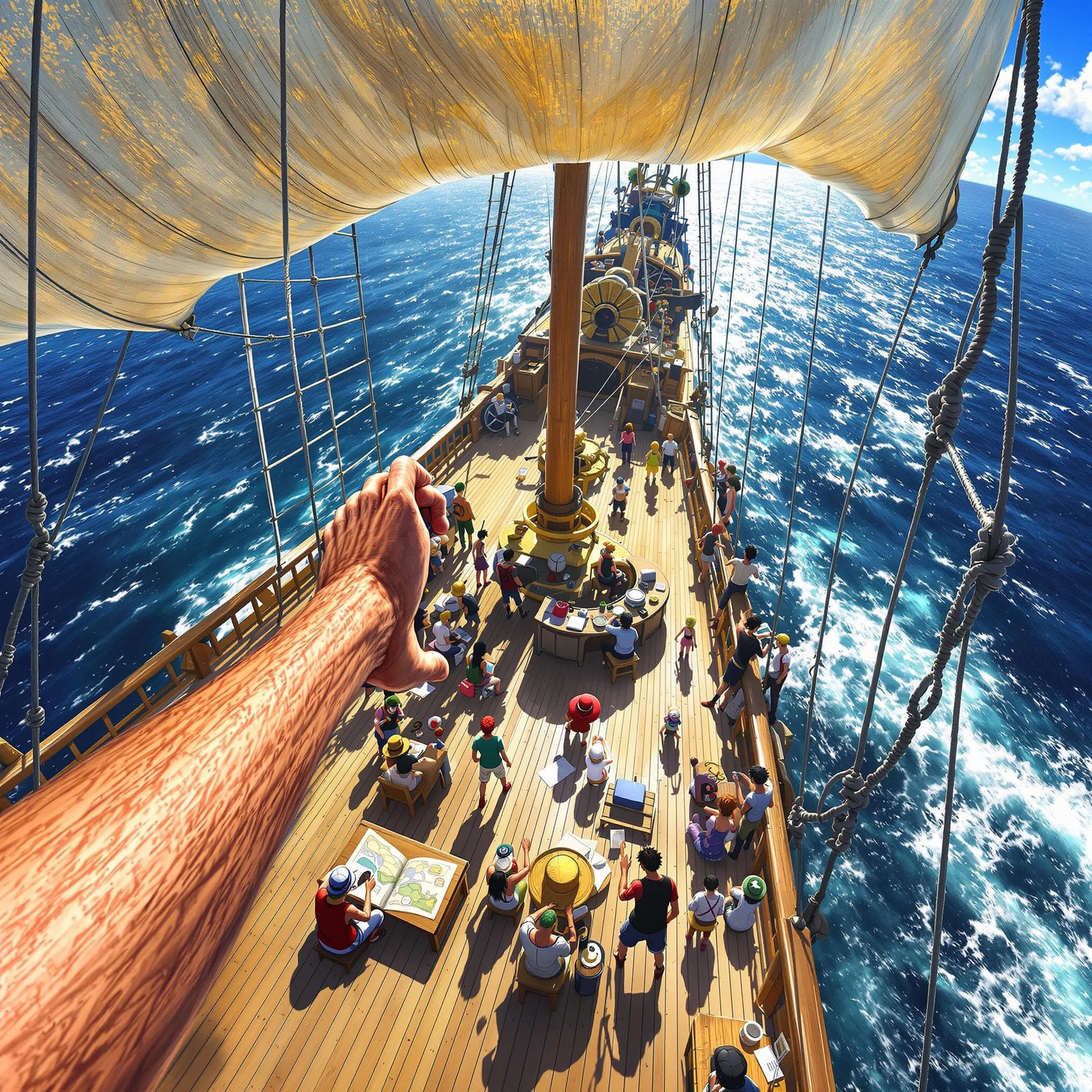 FLUX prompt: POV shot of Monkey D. Luffy, his elastic hands str... - FLUX