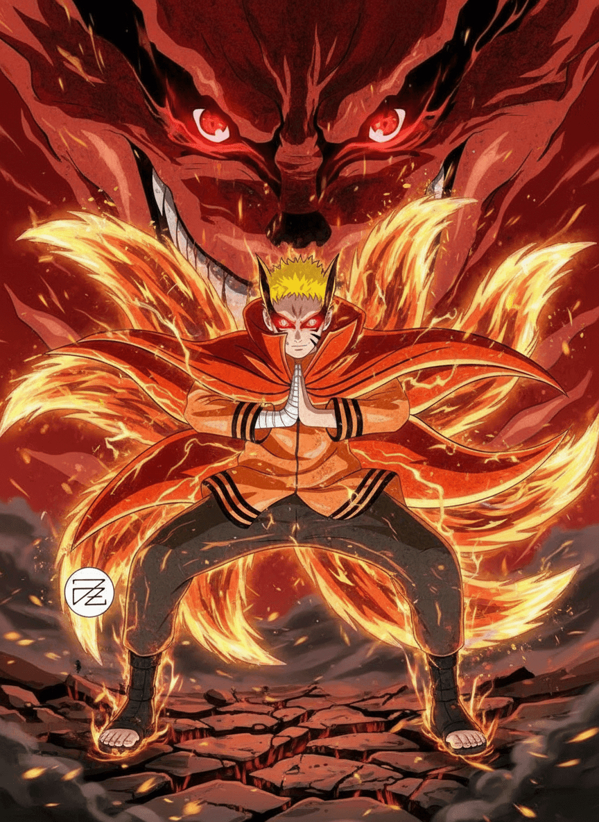 Nano Banana prompt: epic portrait of Naruto in Baryon Mode, glowing fi... - Nano Banana