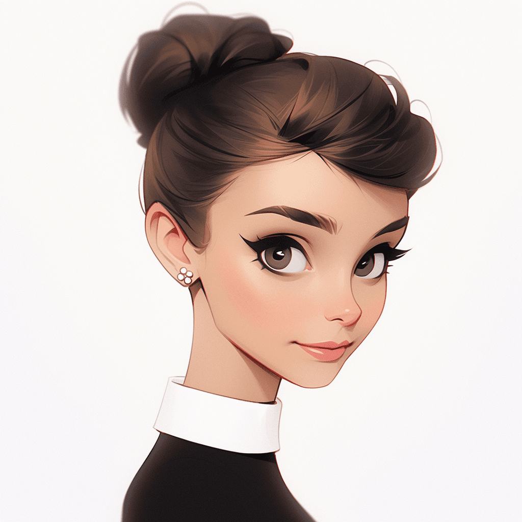 Midjourney prompt: Audrey Hepburn caricature --niji 5 - Midjourney