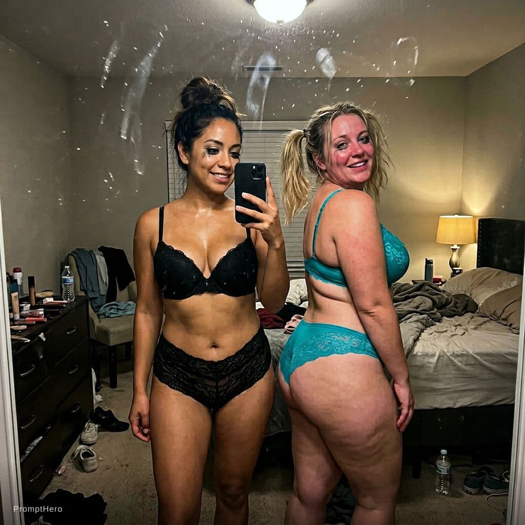 Nano Banana prompt: Two 30 year old chubby women take a mirror selfie ... - Nano Banana