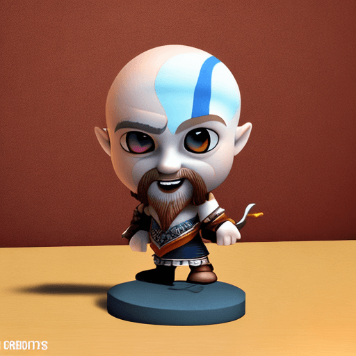 Openjourney prompt: Chibi Kratos figurine, modern Disney style - Openjourney