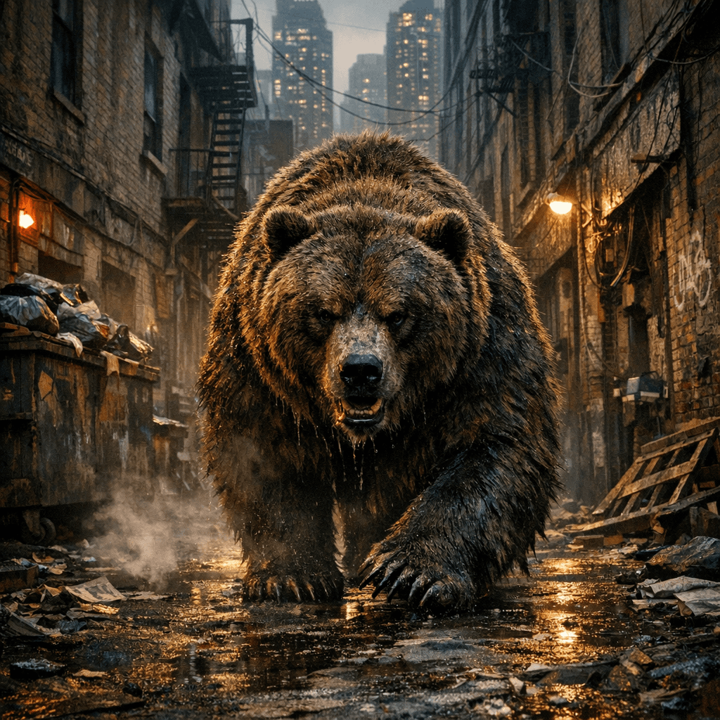 ChatGPT Image prompt: bear, wild style. city back street - ChatGPT Image