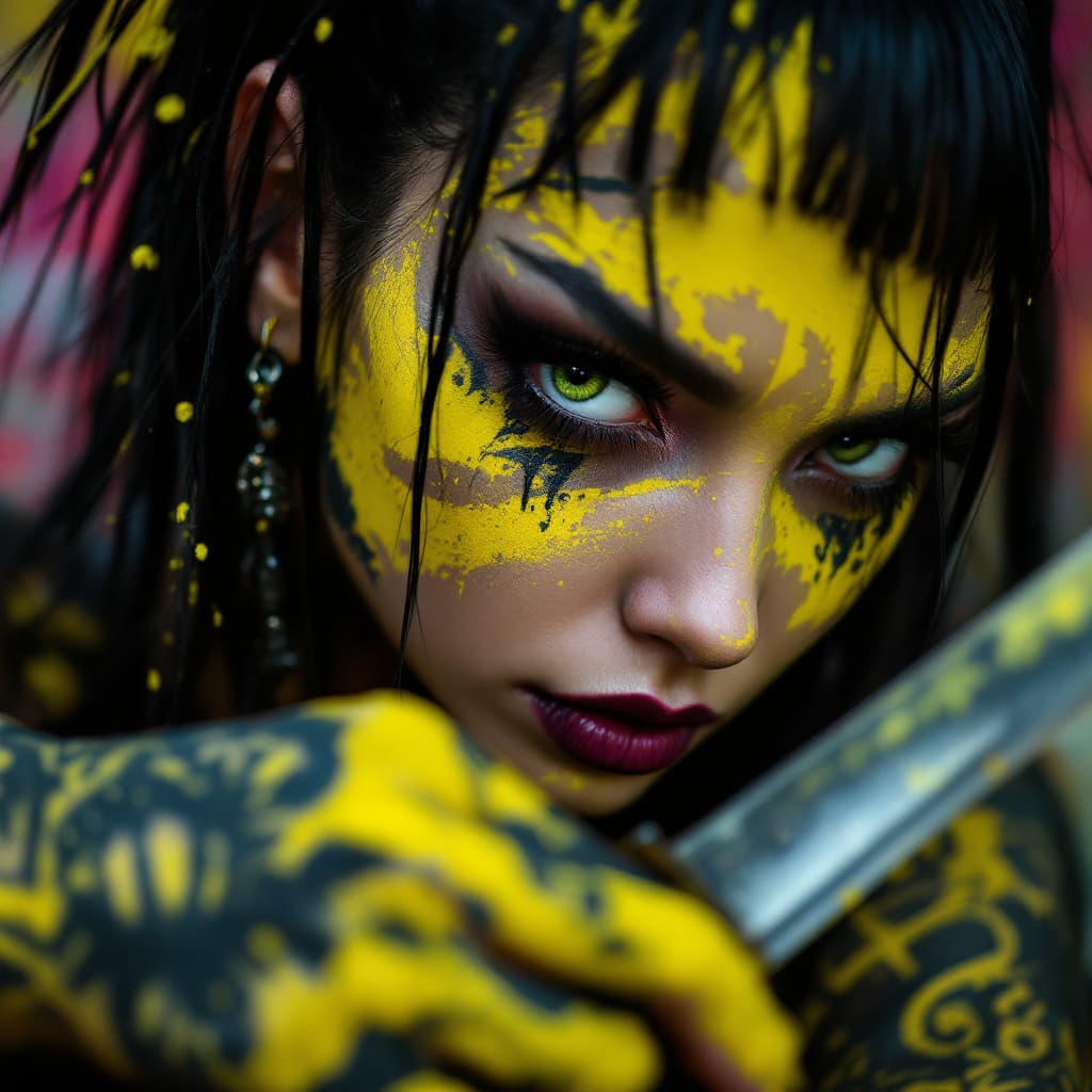 FLUX prompt: Editorial Vivienne Tam photography of a gothic pun... - FLUX