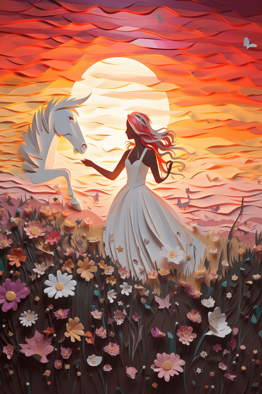 Midjourney prompt: A graceful ballerina riding a graceful unicorn, in... - Midjourney