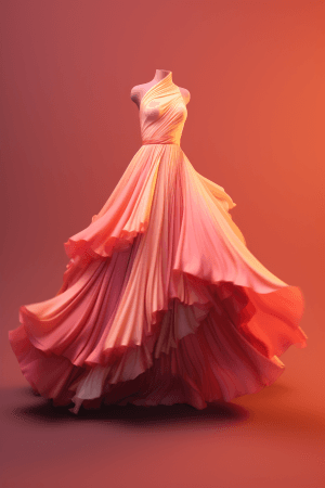 Midjourney prompt: Front view of a dress design, featuring a flowy sk... - Midjourney