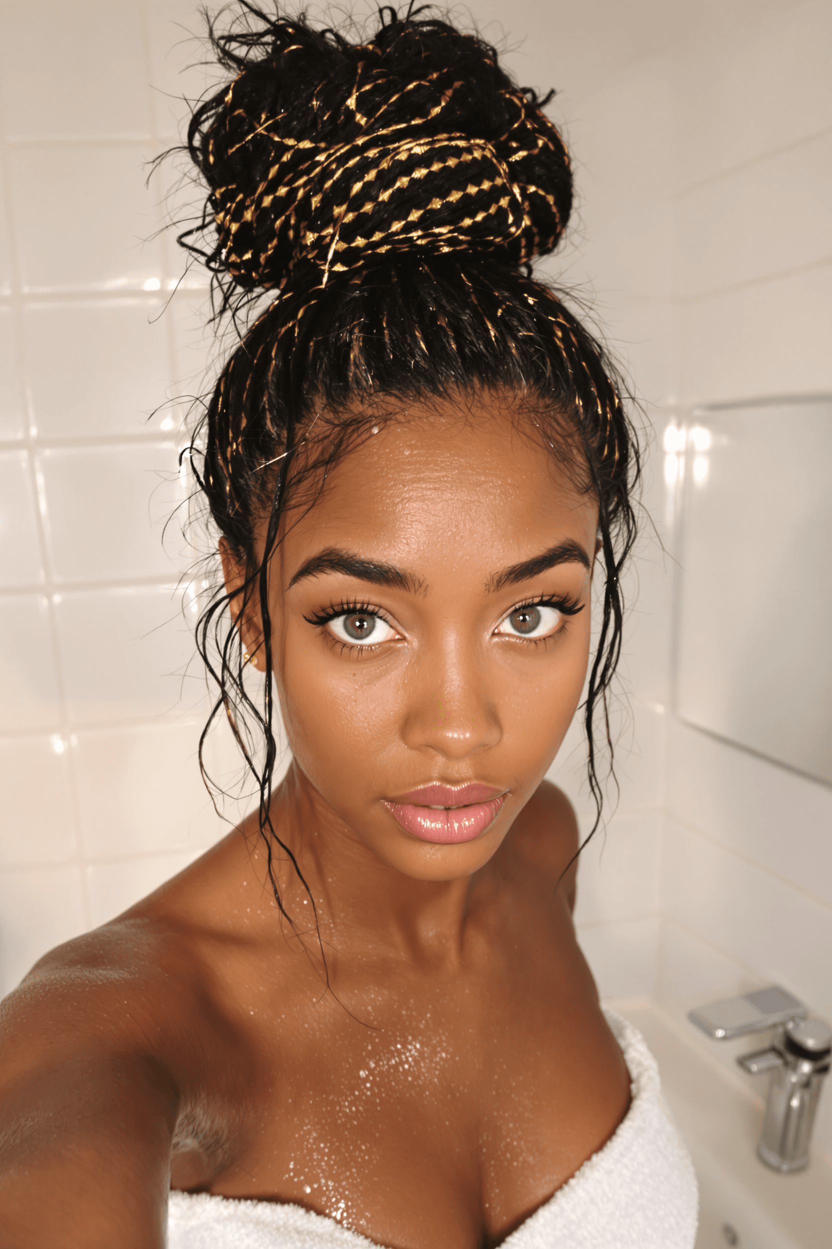 FLUX prompt: A high-quality, 4K selfie of a 20-year-old woman, ... - FLUX