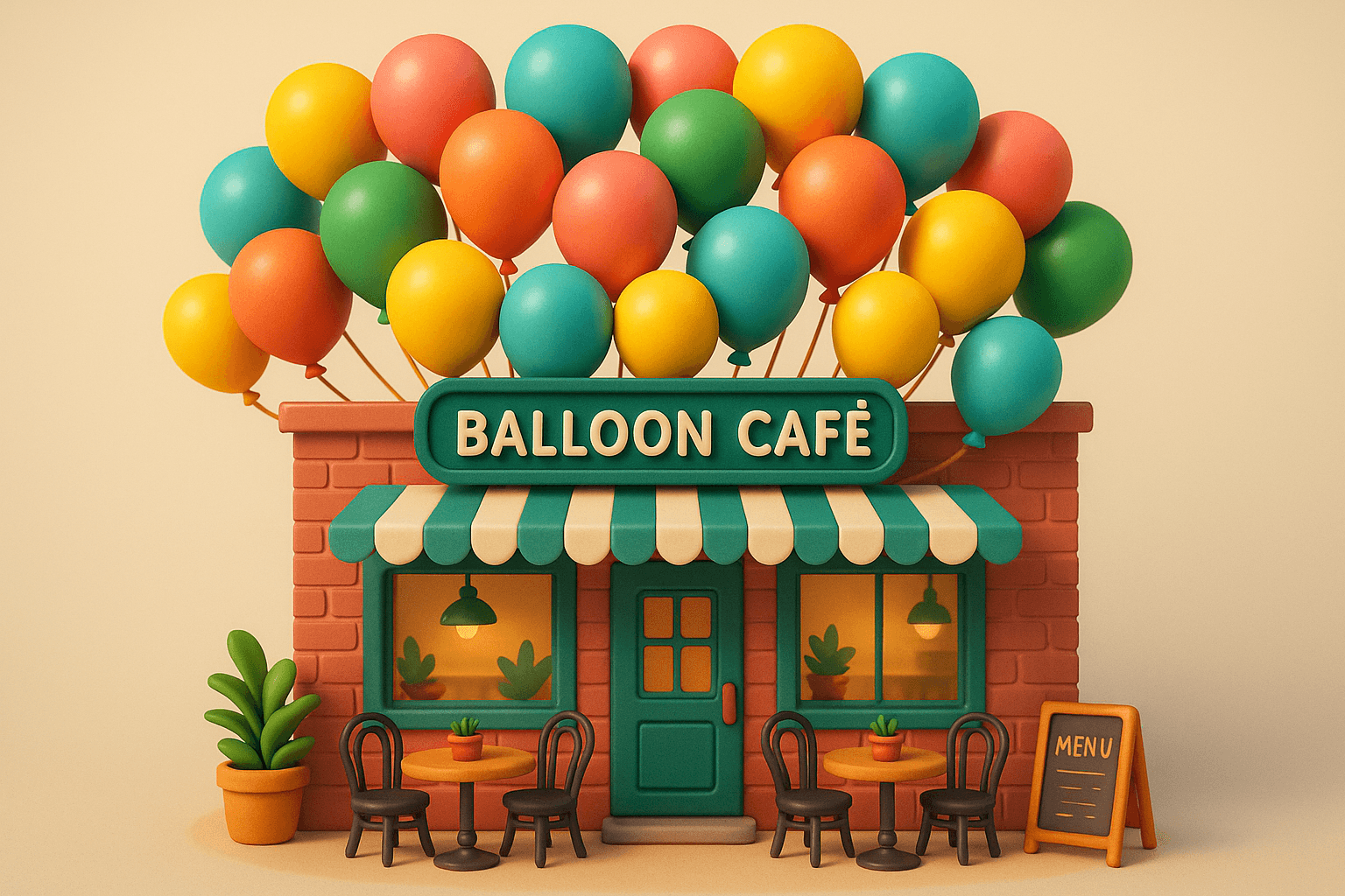 ChatGPT Image prompt: 3d,ballon cafe - ChatGPT Image